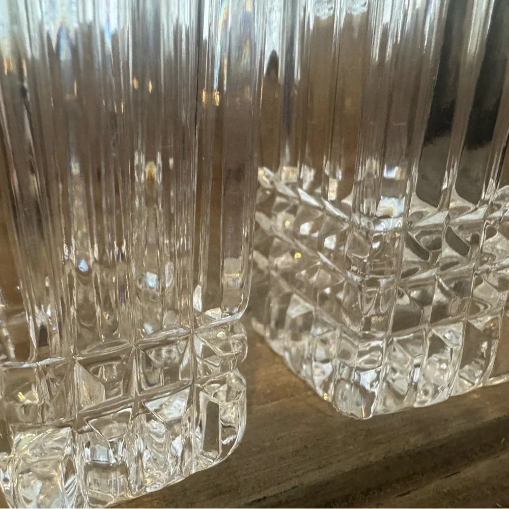 Vintage Vase Block Glass Set Of 2